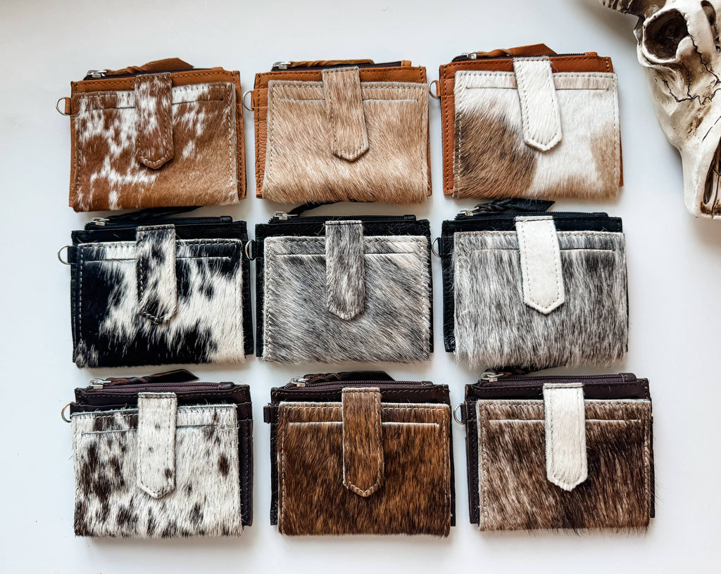 Western Cowhide Leather Wristlet Wallet
