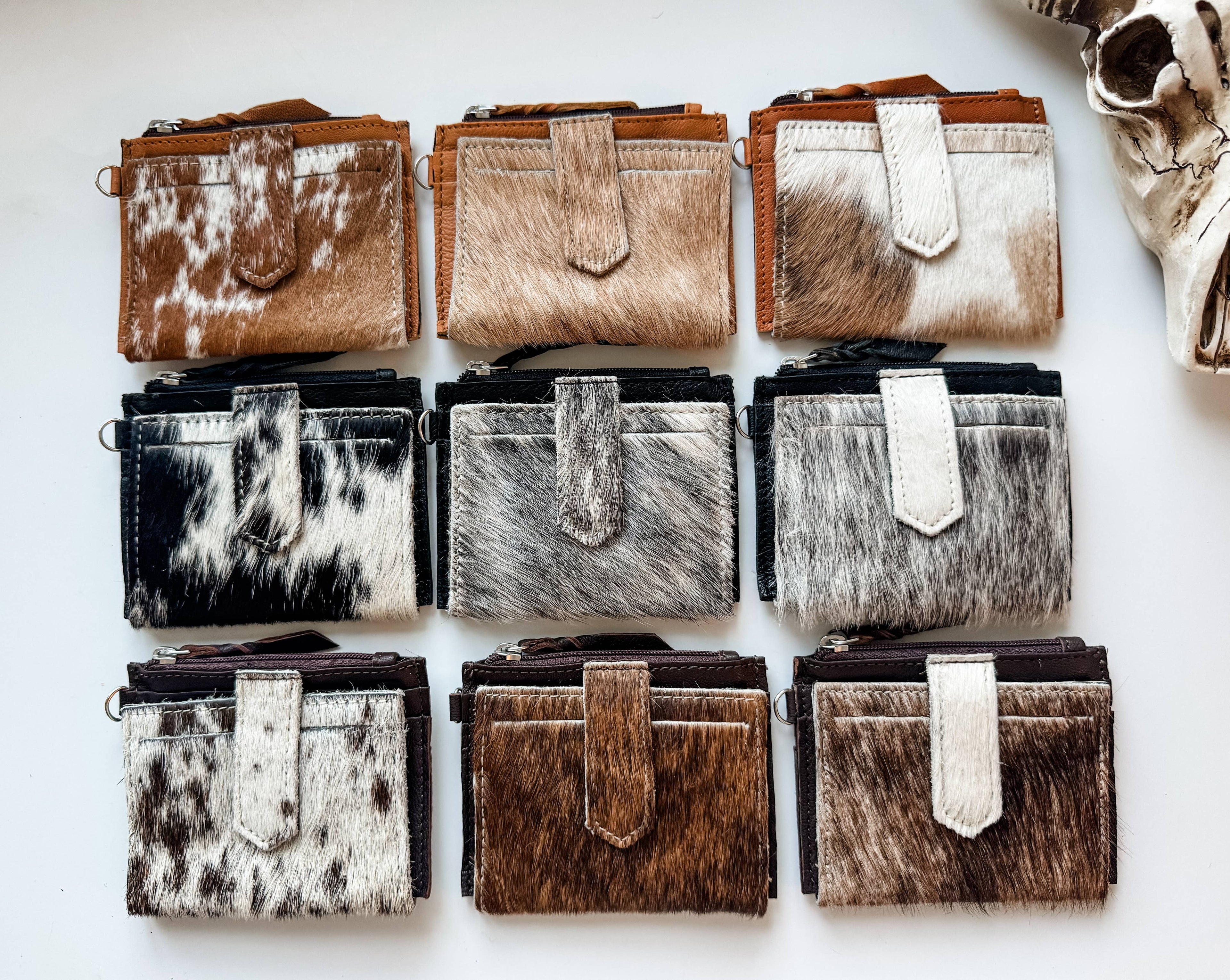 Western Cowhide Leather Wristlet Wallet