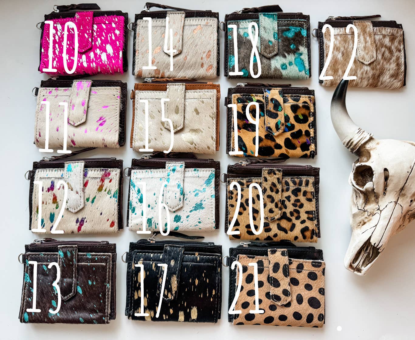 Western Cowhide Leather Wristlet Wallet