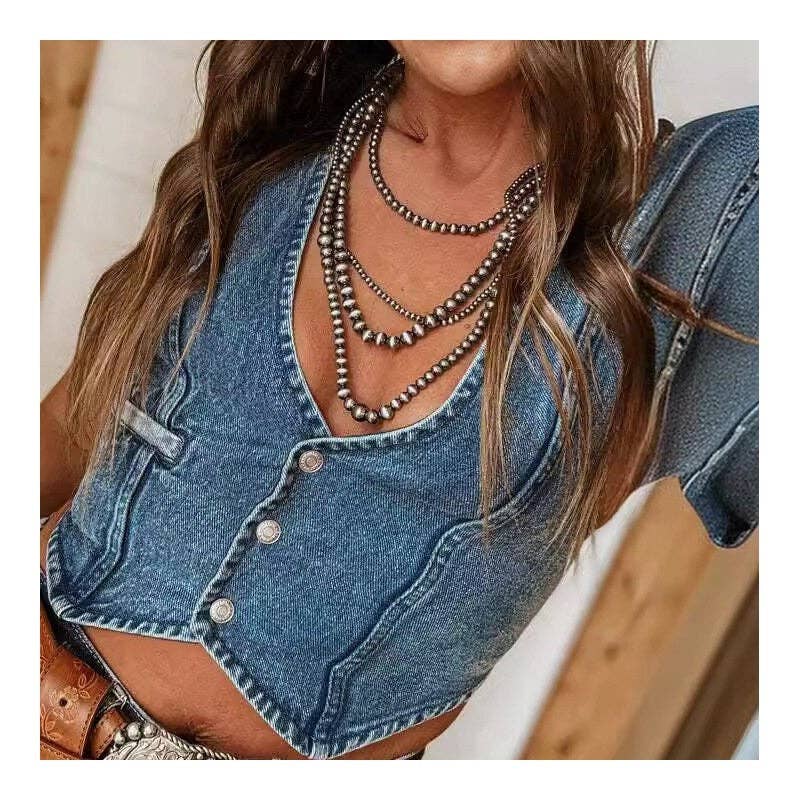 V-Neck Denim Vest