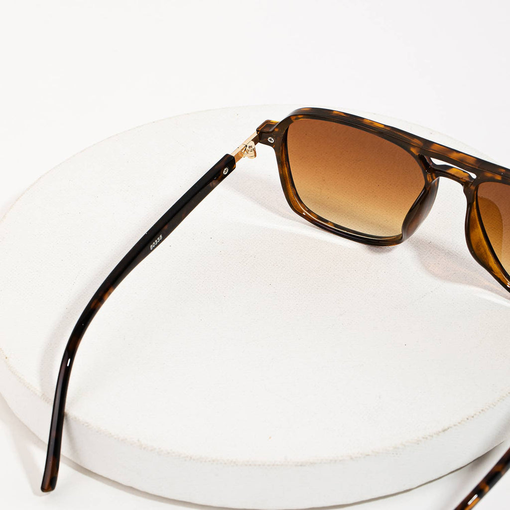 Tortoise Double Bridge Aviator Sunglasses