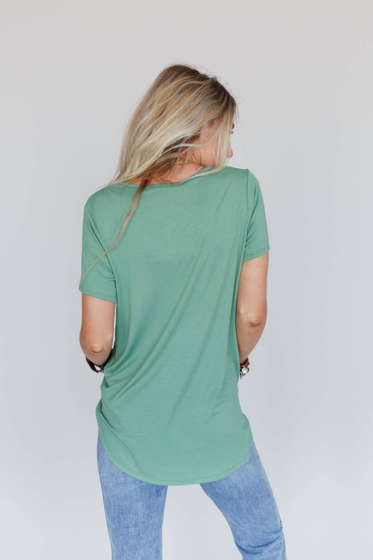 Scoop Neck Bralette Tee Sage