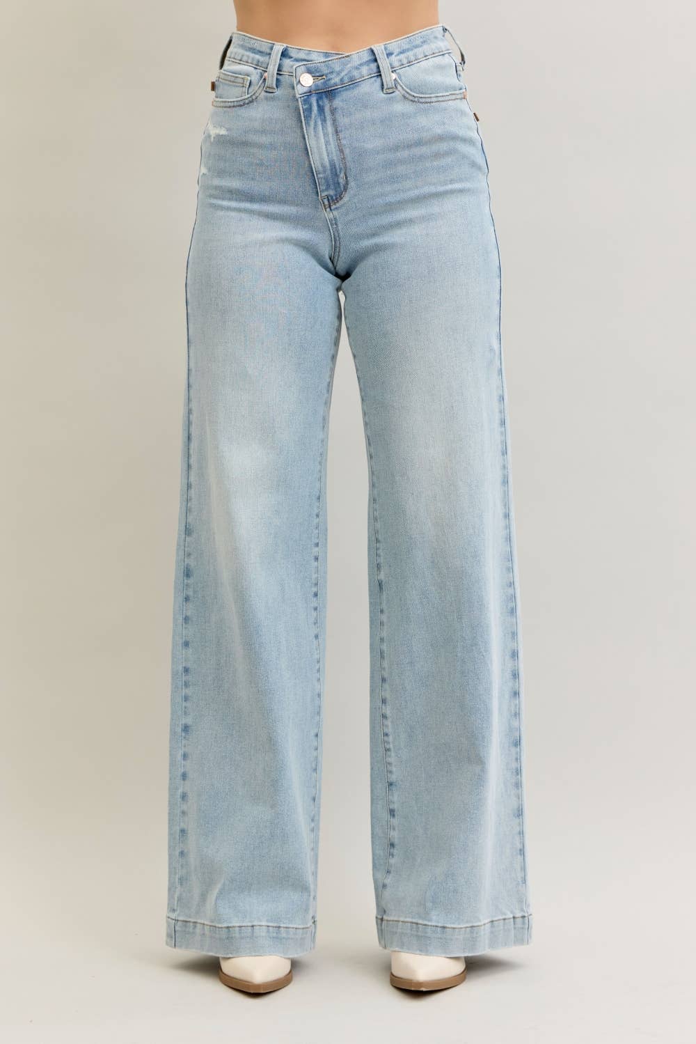 High Rise Retro Wide Criss-Cross Jeans