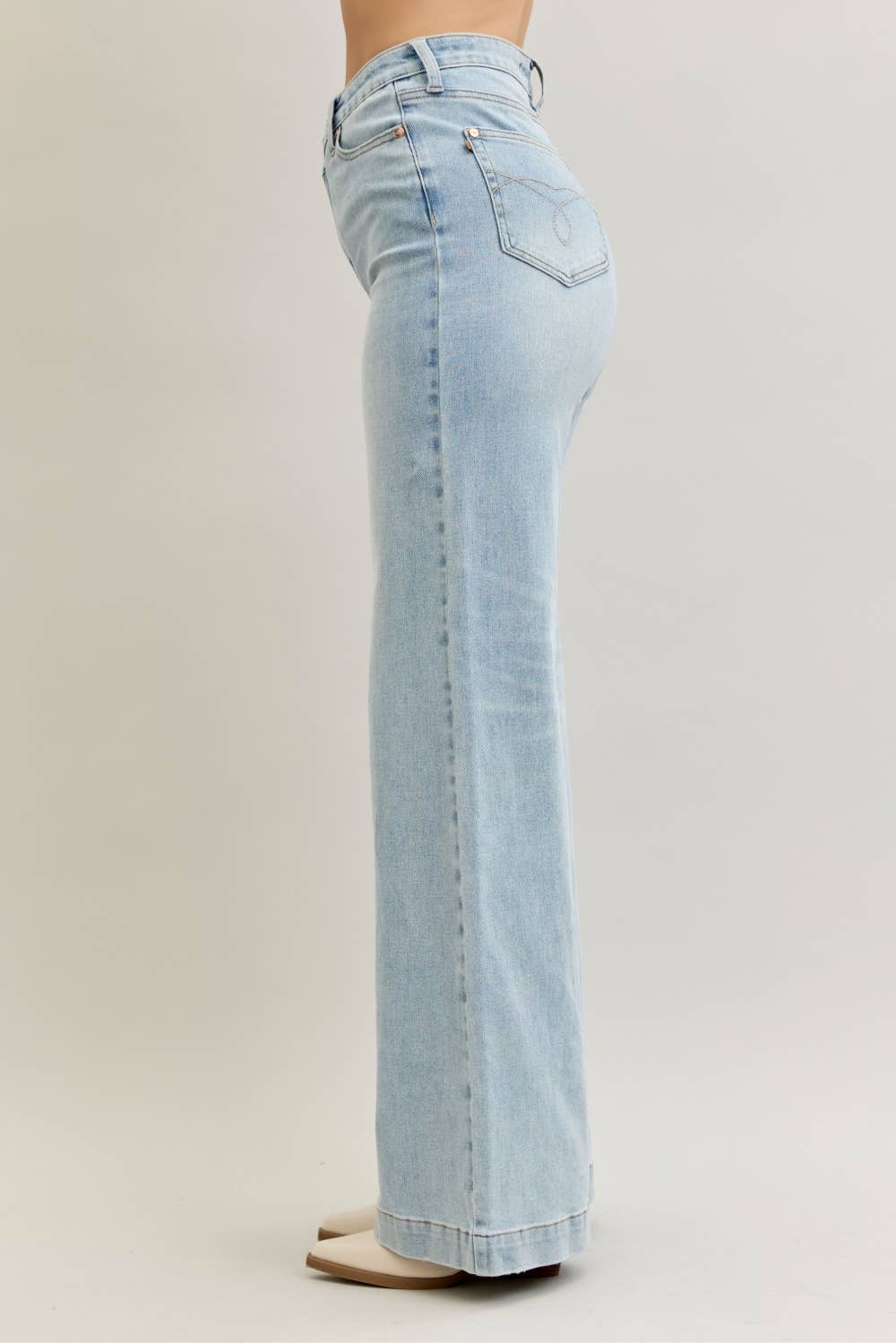 High Rise Retro Wide Criss-Cross Jeans
