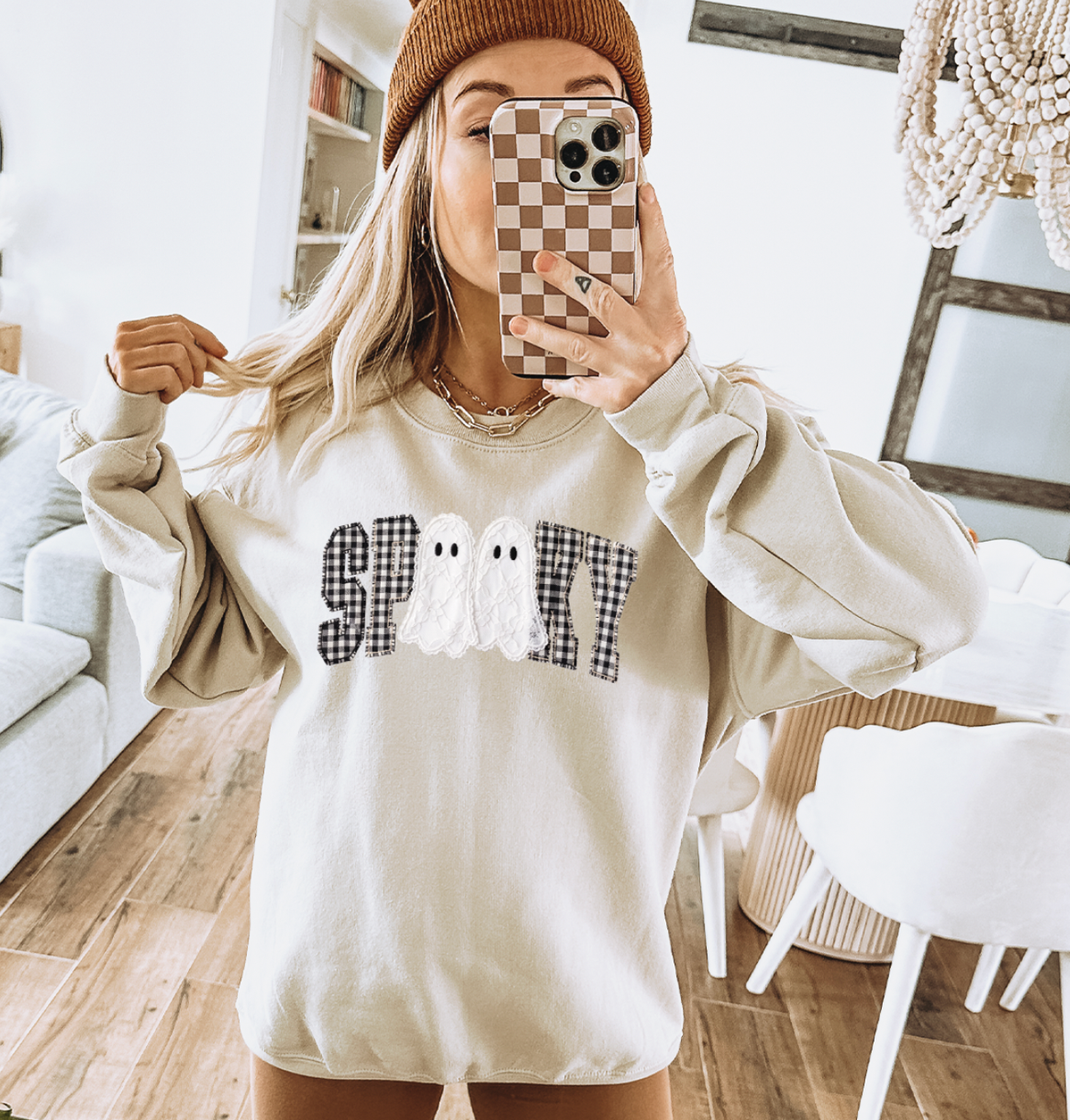 Spooky Lace Ghost  - Cream Sweatshirt