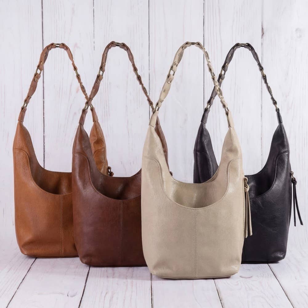 Woven Chain Link Strap Leather Hobo Bag