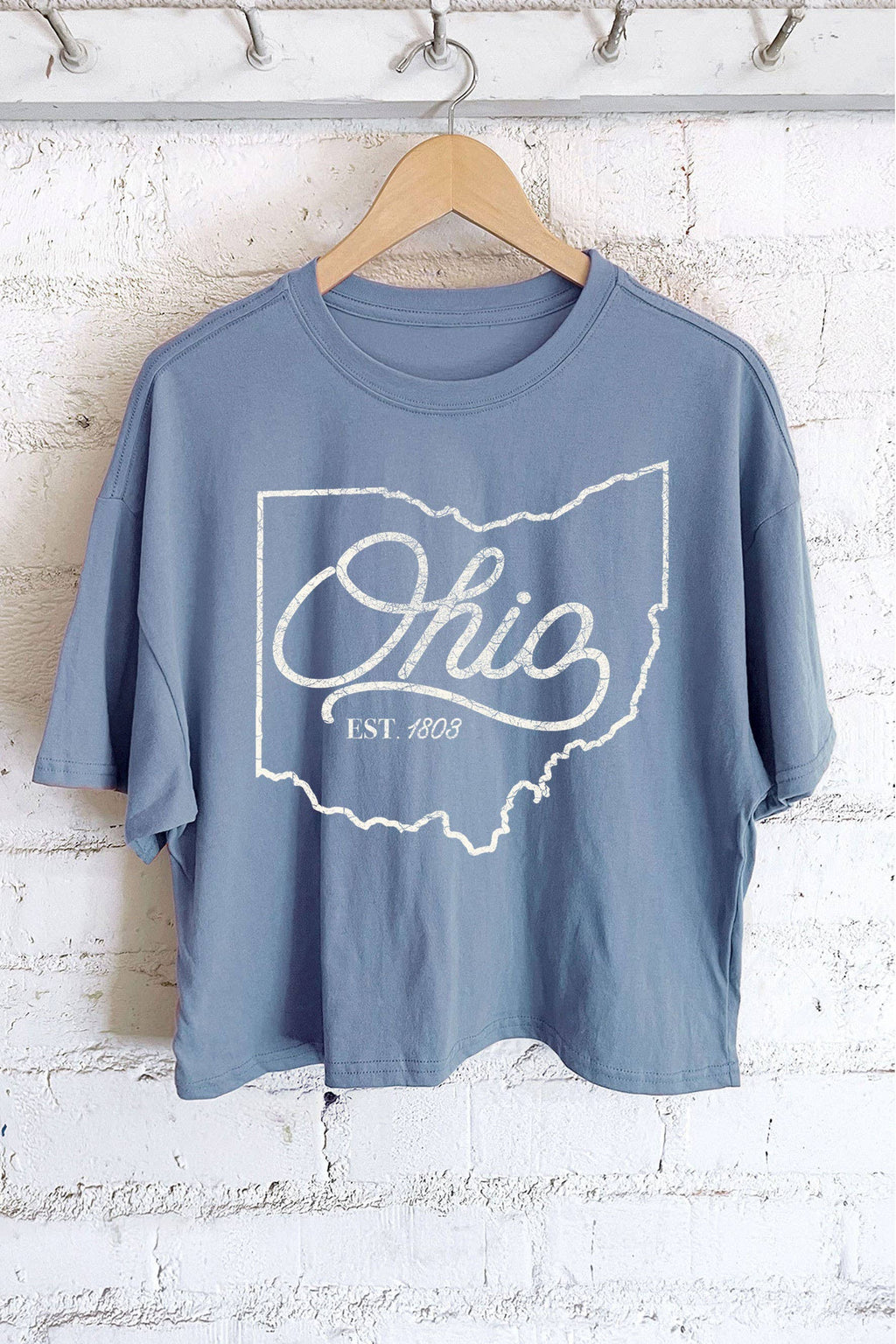 OHIO STATE PUFF GRAPHIC LONG CROP TOP