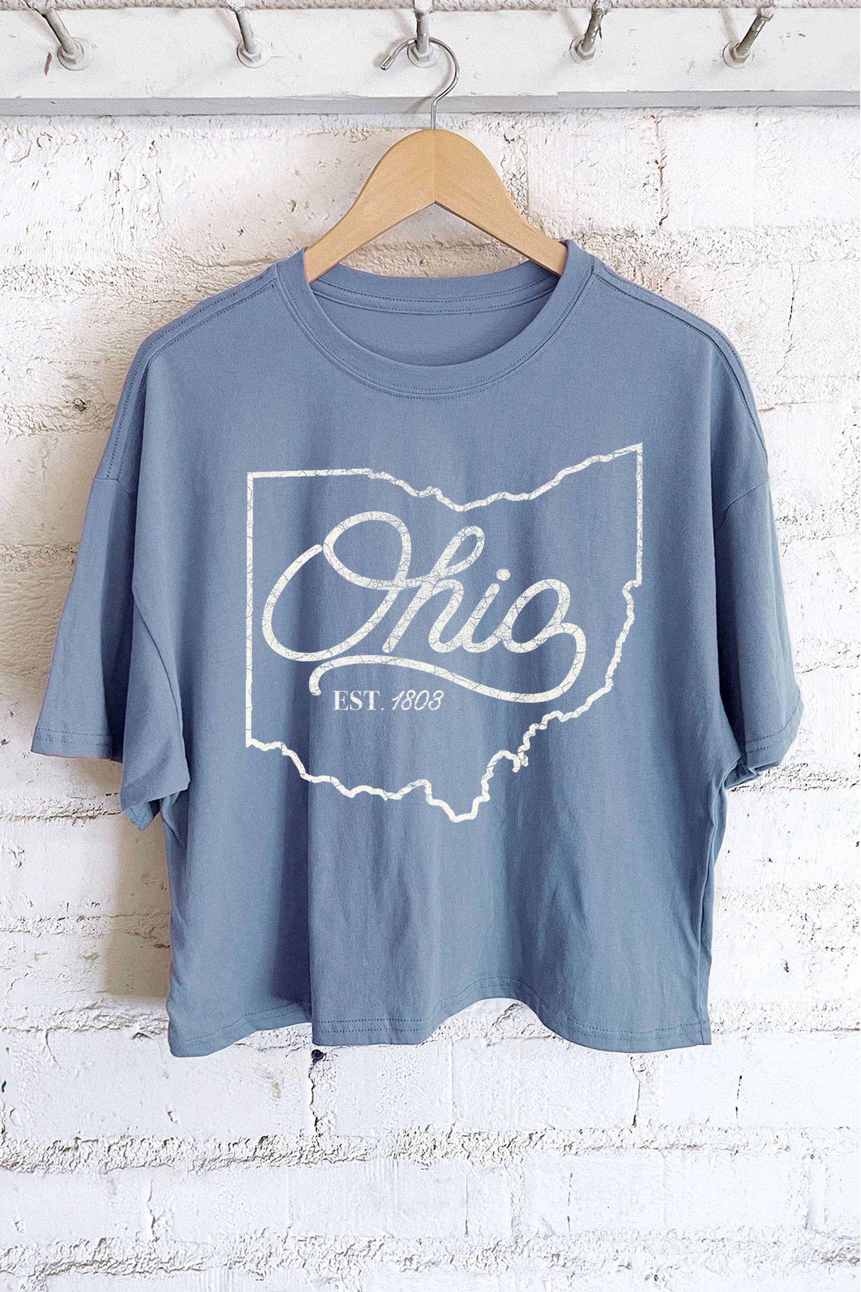 OHIO STATE PUFF GRAPHIC LONG CROP TOP