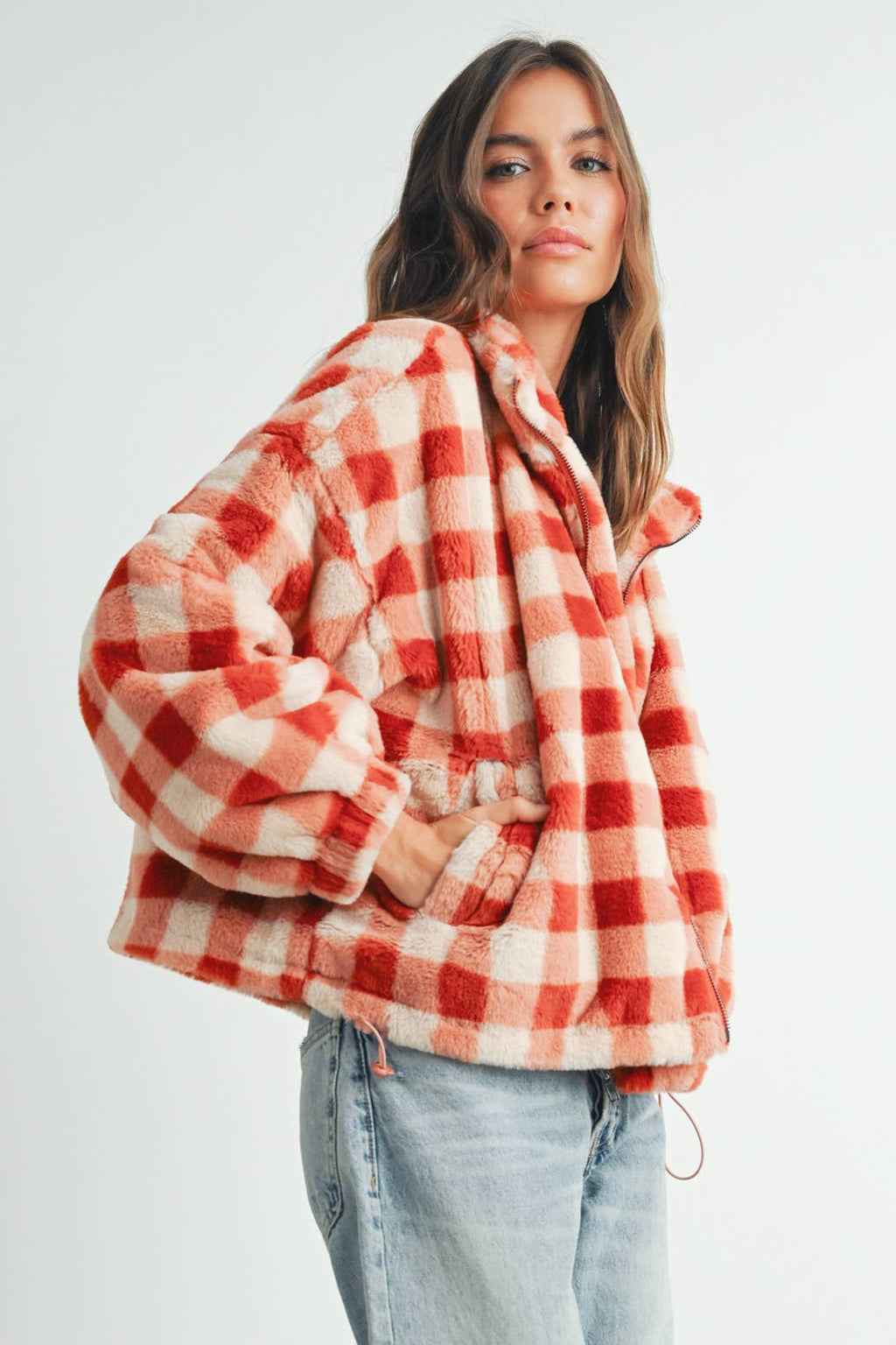 Fall Drop Shoulder Plaid Jacket