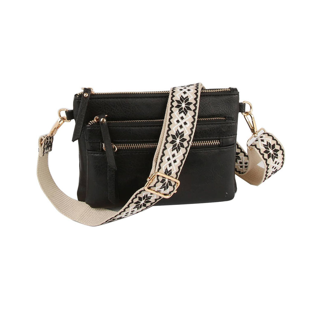 Multi Pocket Crossbody Bag With Two Straps