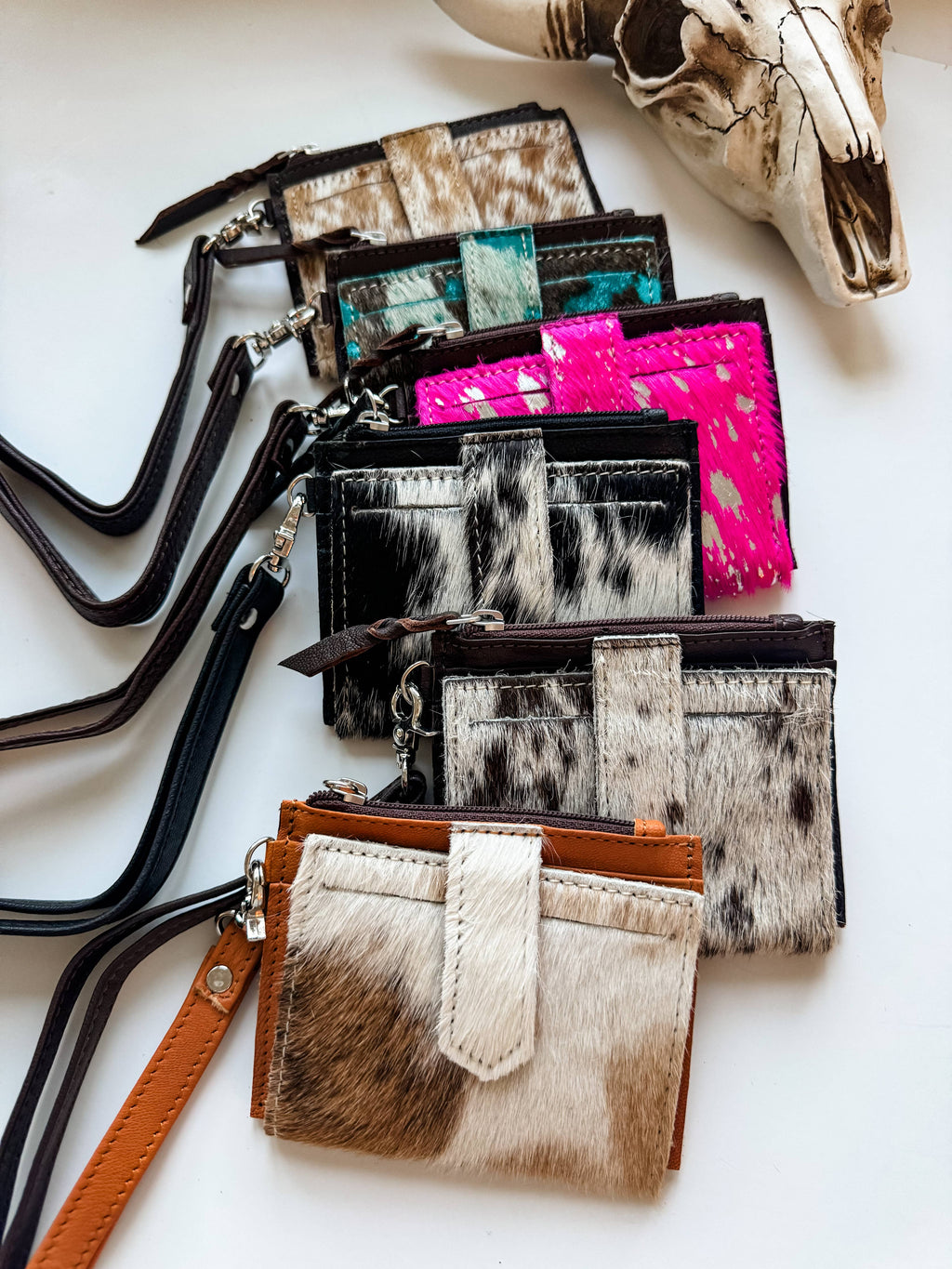 Western Cowhide Leather Wristlet Wallet