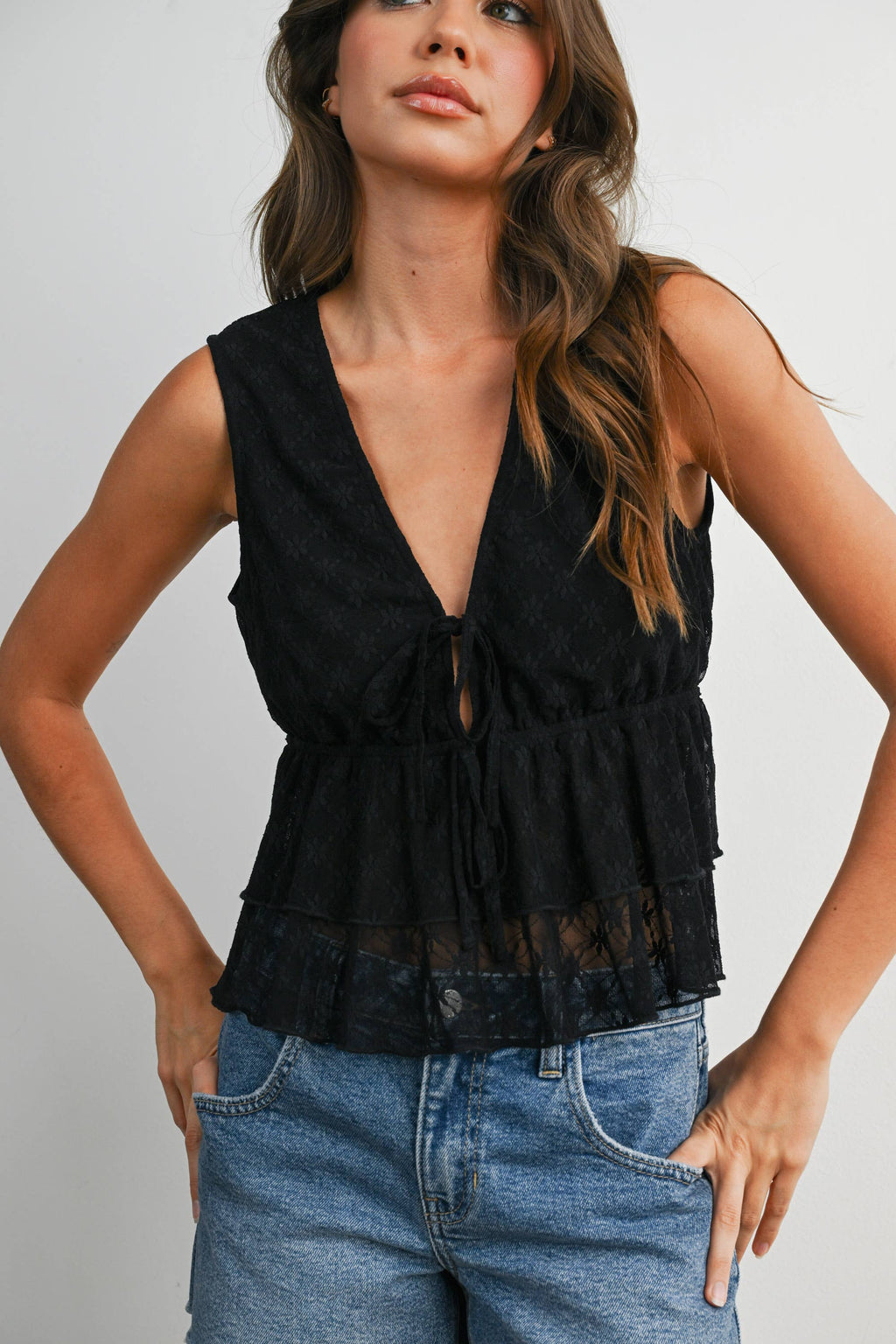 Tiered Ruffle Hem Tank Top
