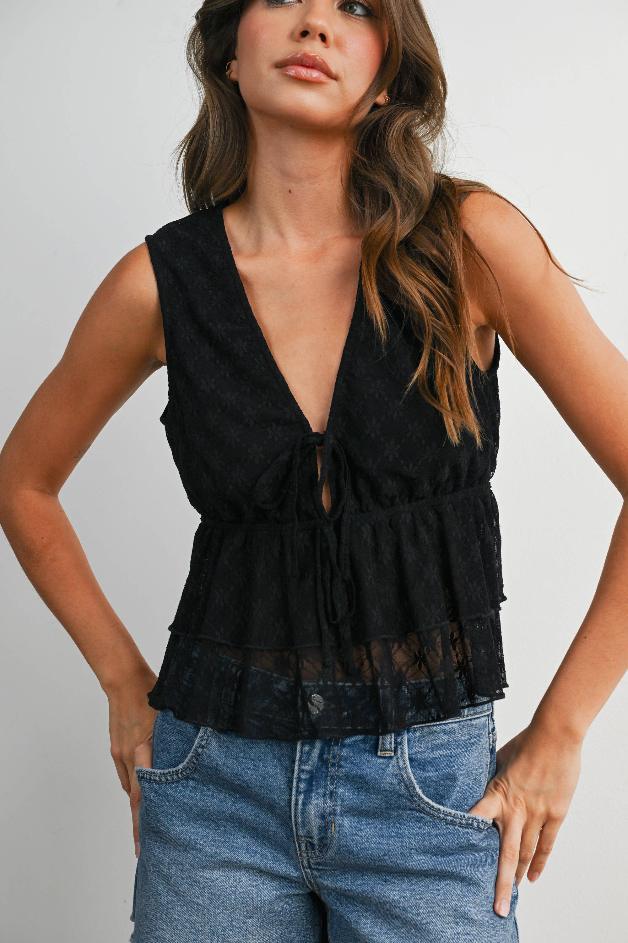Tiered Ruffle Hem Tank Top
