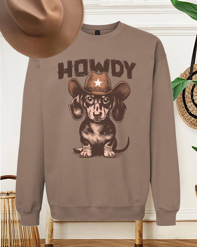 HOWDY DACHSHUND GRAPHIC SWEATSHIRT