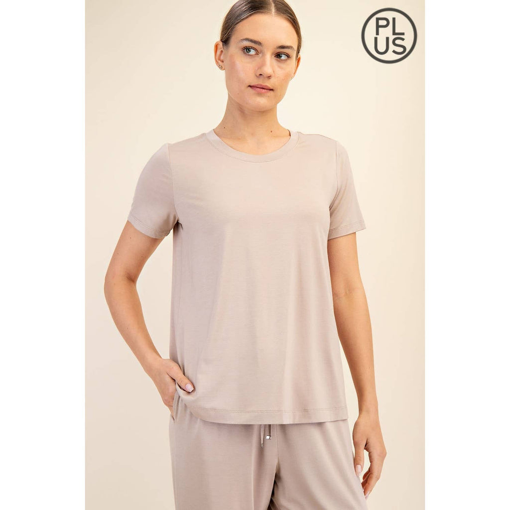 PLUS SIZE VISCOSE MODAL SHORT SLEEVE TOP