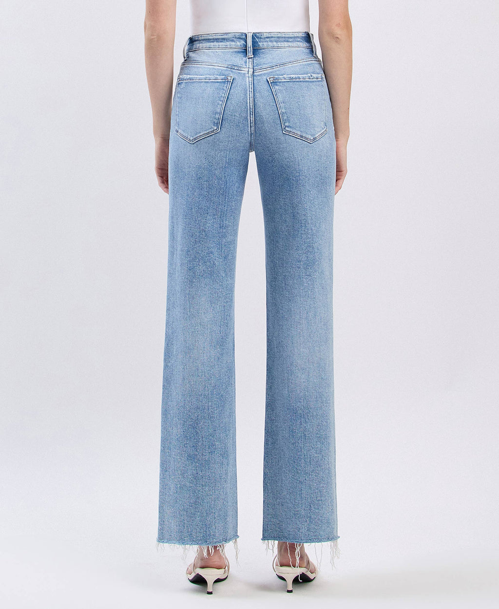 HIGH RISE DISTRESSED SLIM WIDE JEANS F6011