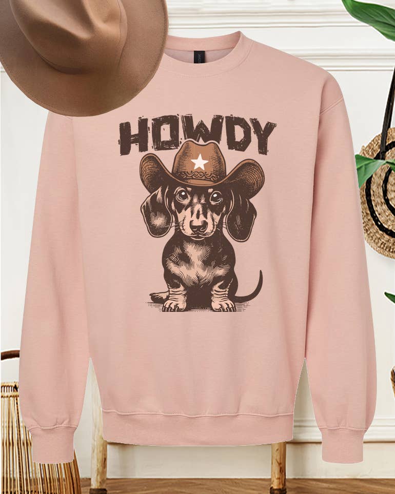 HOWDY DACHSHUND GRAPHIC SWEATSHIRT