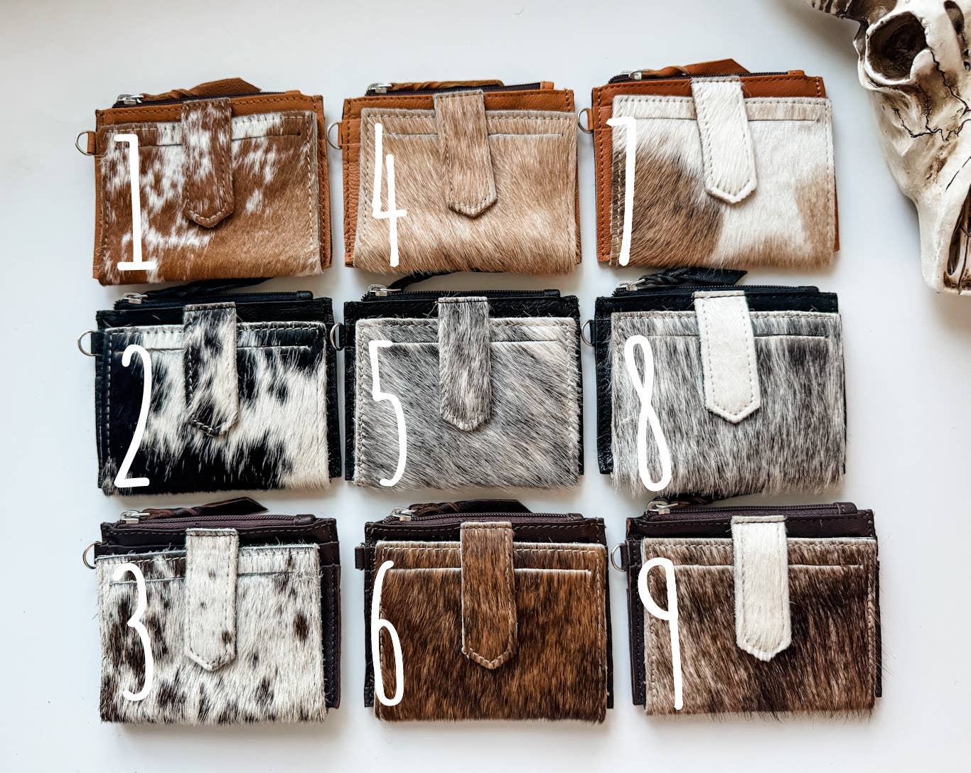 Western Cowhide Leather Wristlet Wallet