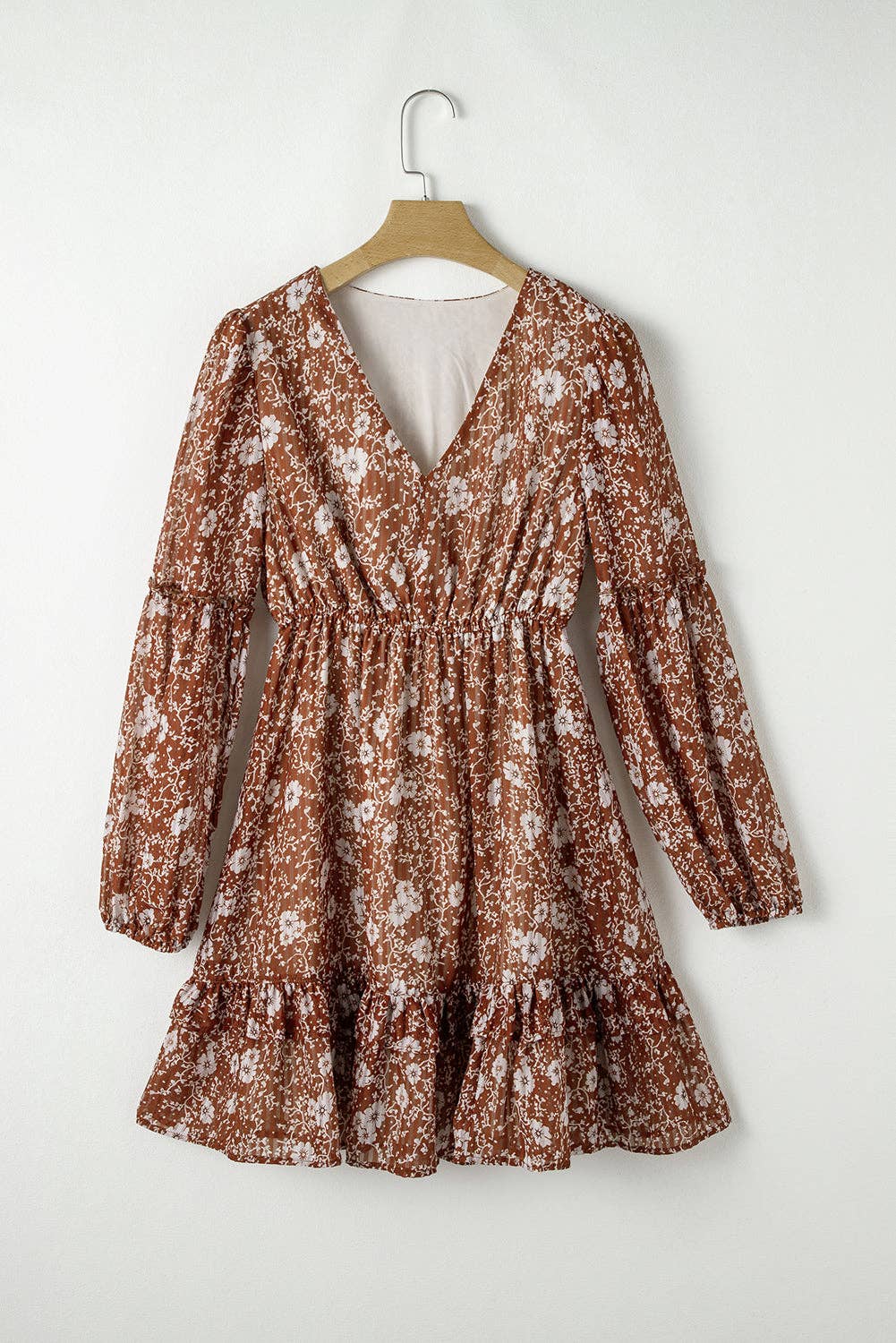 Brown Floral Mini Dress