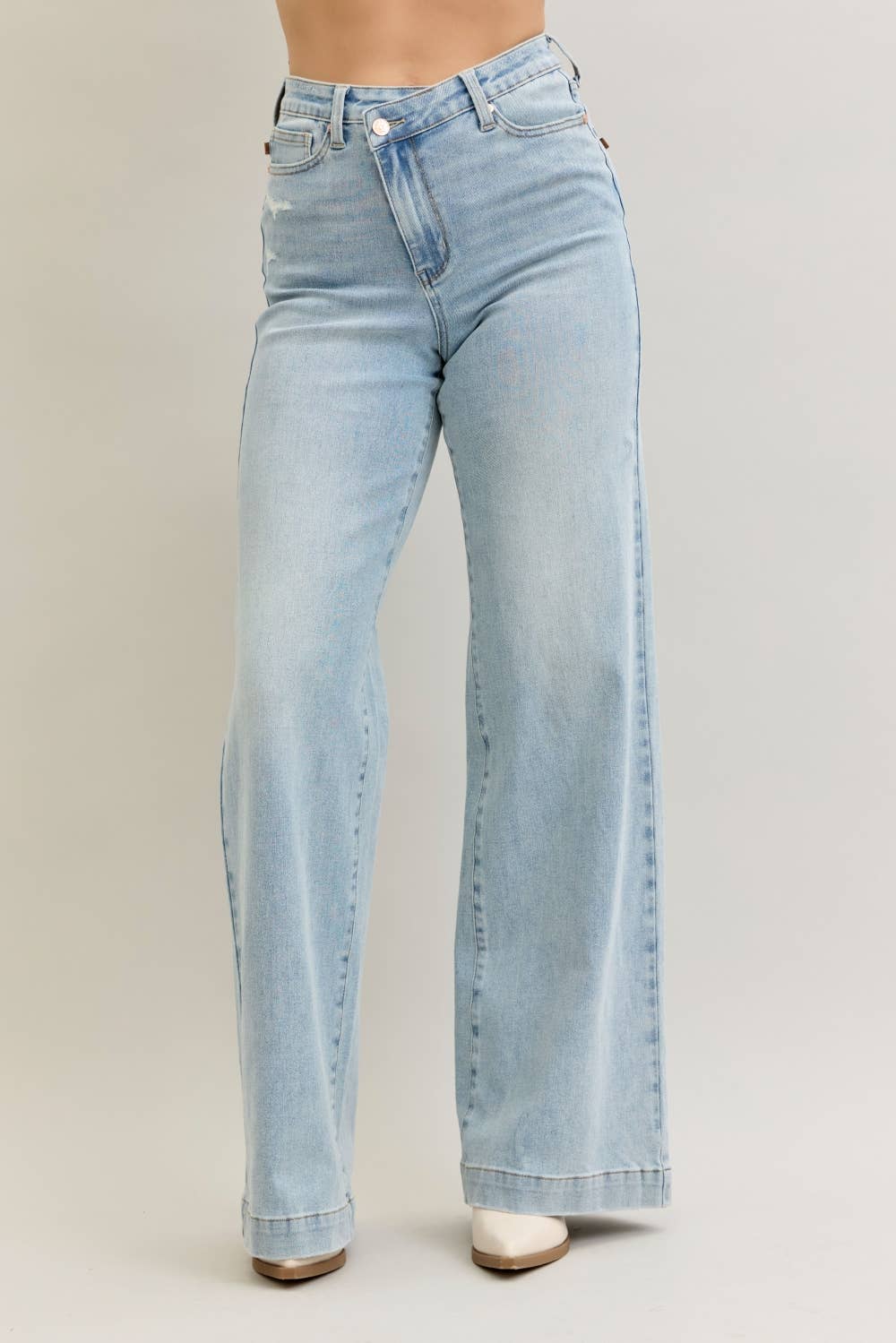 High Rise Retro Wide Criss-Cross Jeans