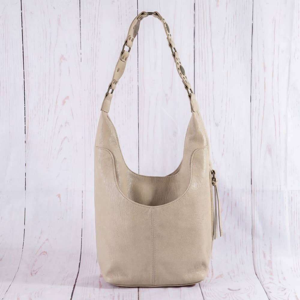 Woven Chain Link Strap Leather Hobo Bag