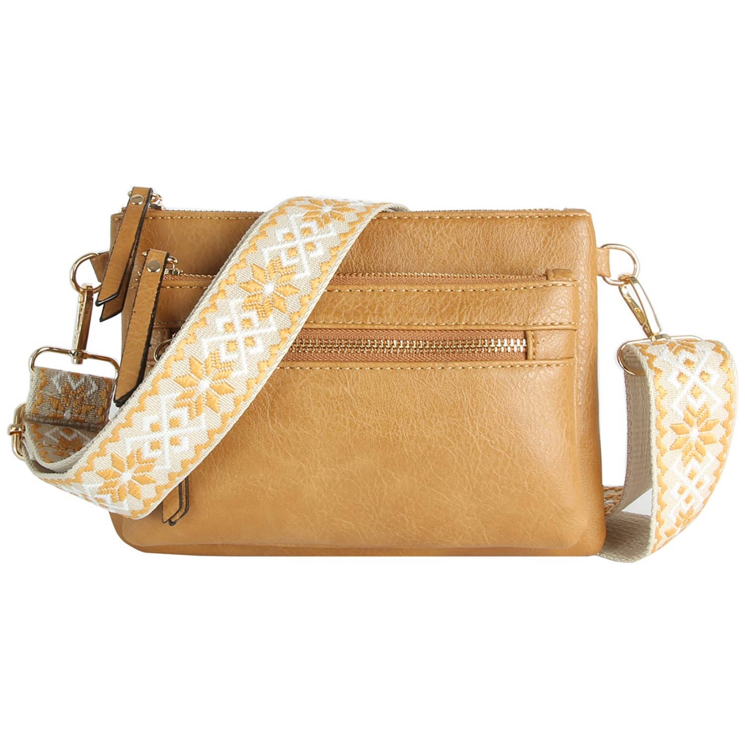 Multi Pocket Crossbody Bag With Two Straps
