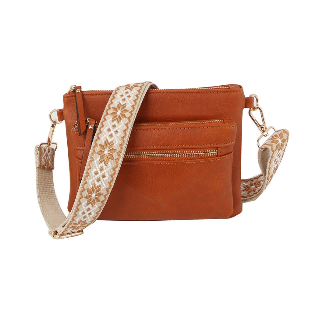 Multi Pocket Crossbody Bag With Two Straps
