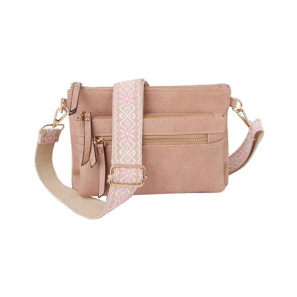 Multi Pocket Crossbody Bag With Two Straps