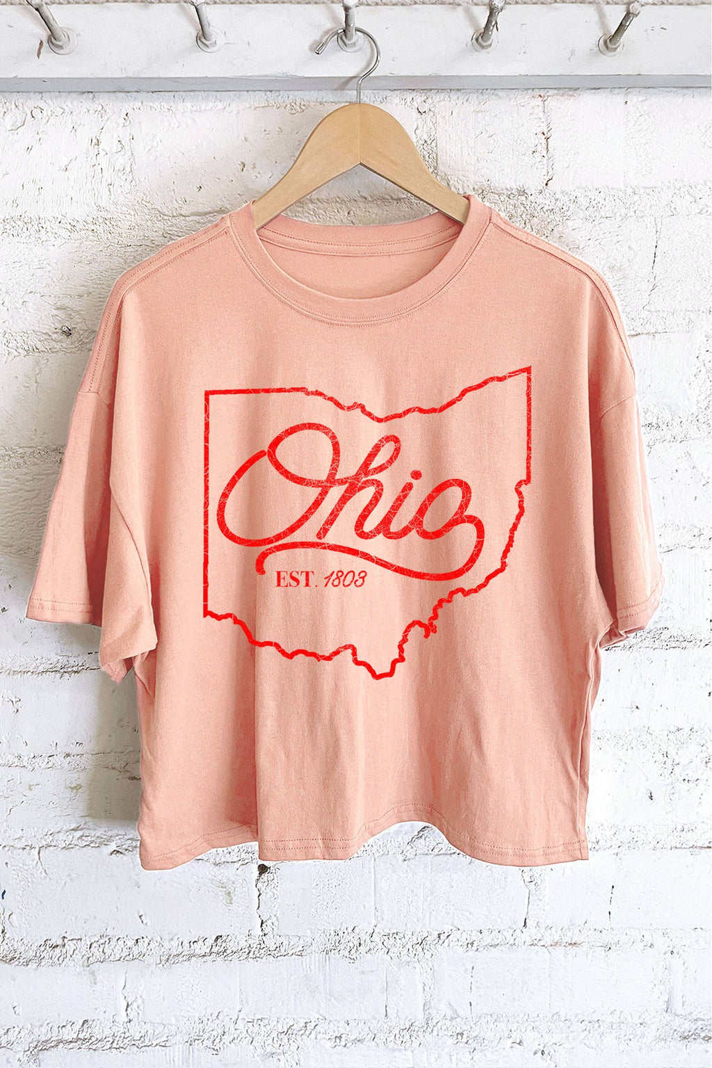 OHIO STATE PUFF GRAPHIC LONG CROP TOP