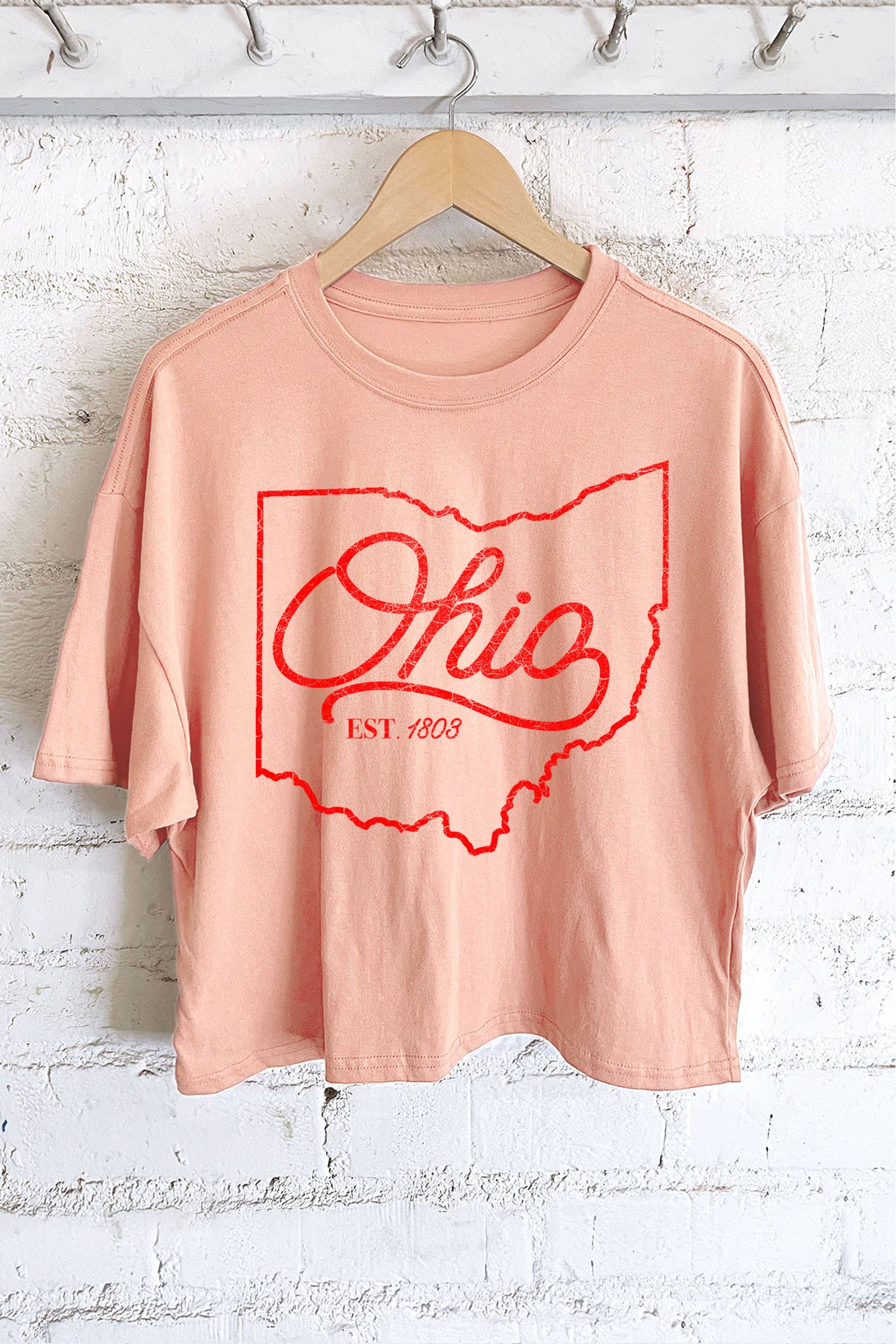 OHIO STATE PUFF GRAPHIC LONG CROP TOP