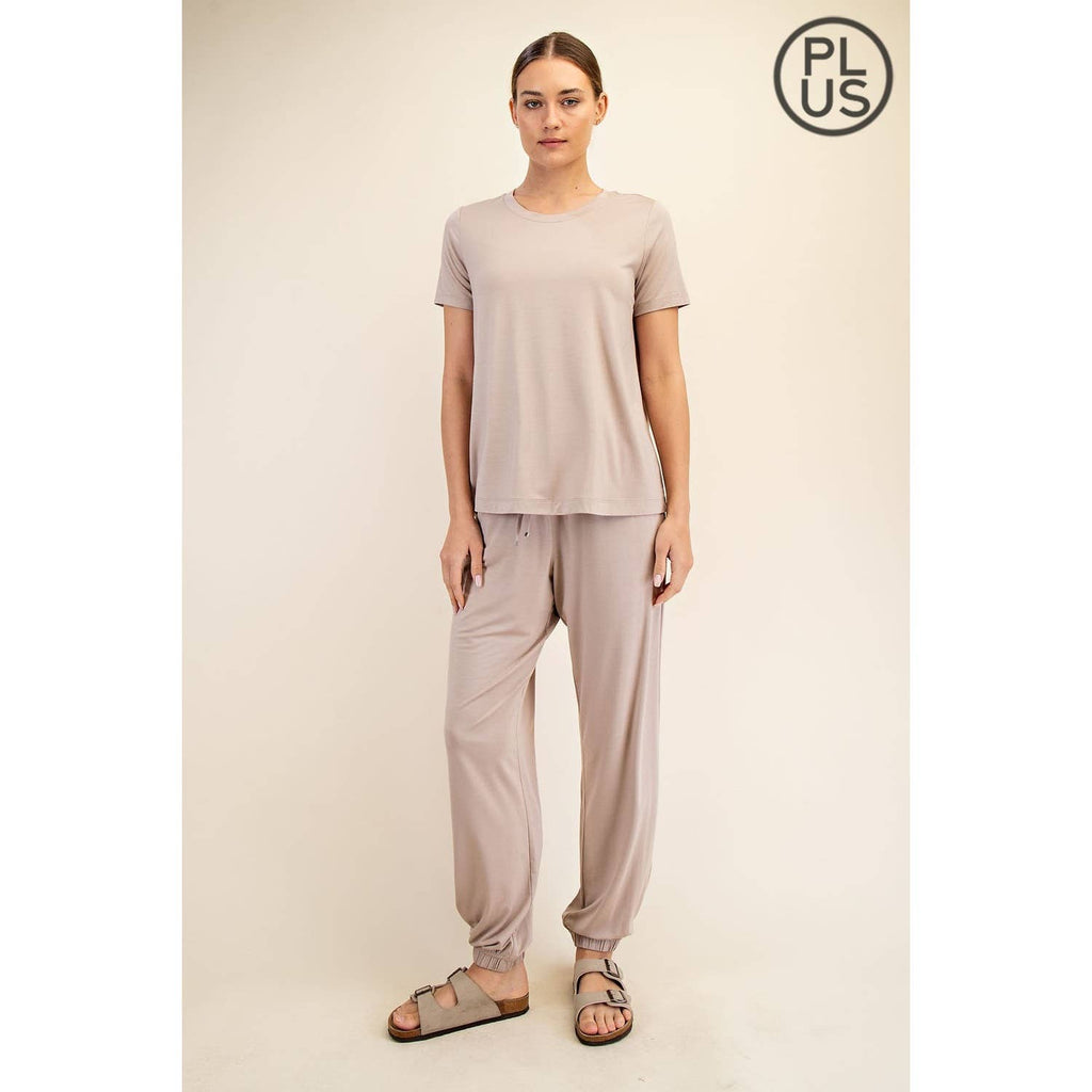 PLUS SIZE VISCOSE MODAL SHORT SLEEVE TOP