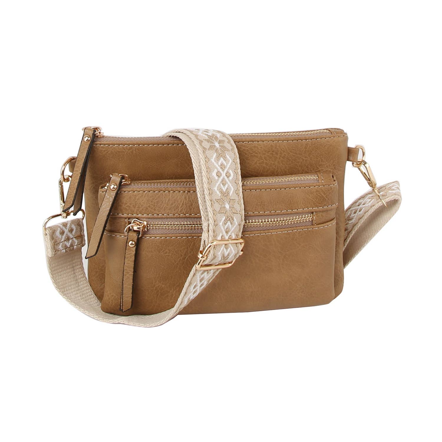 Multi Pocket Crossbody Bag With Two Straps