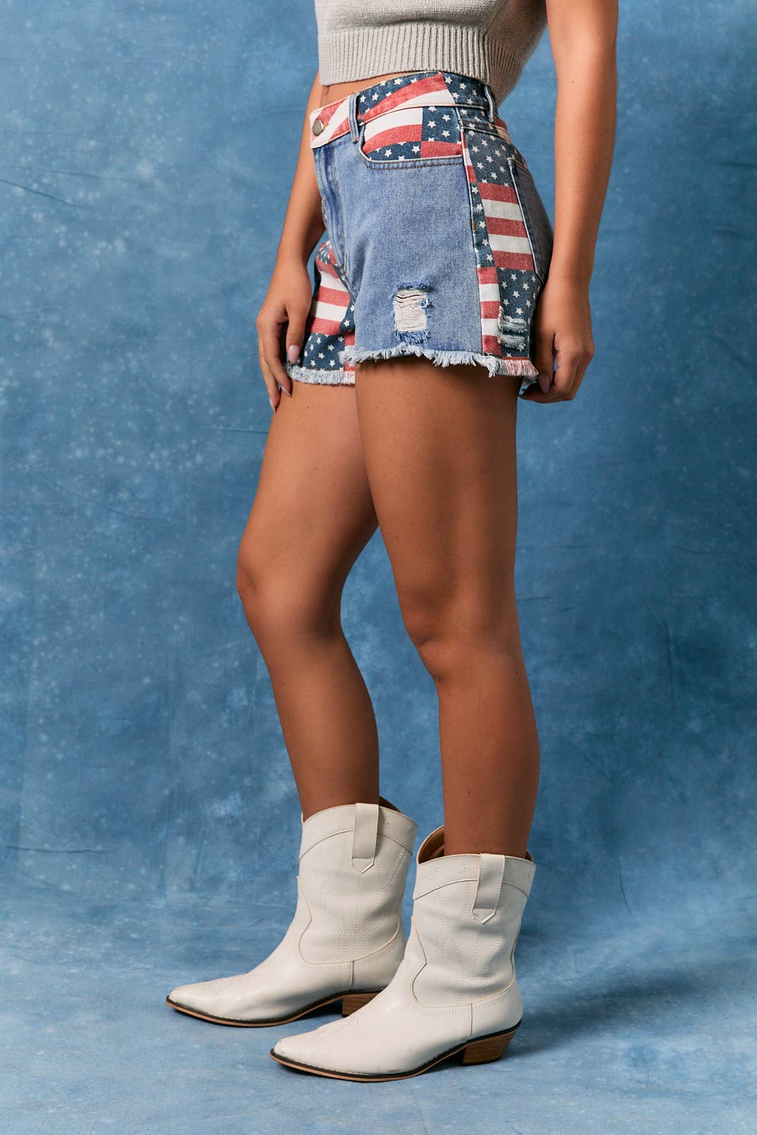 AMERICAN FLAG DENIM SHORTS