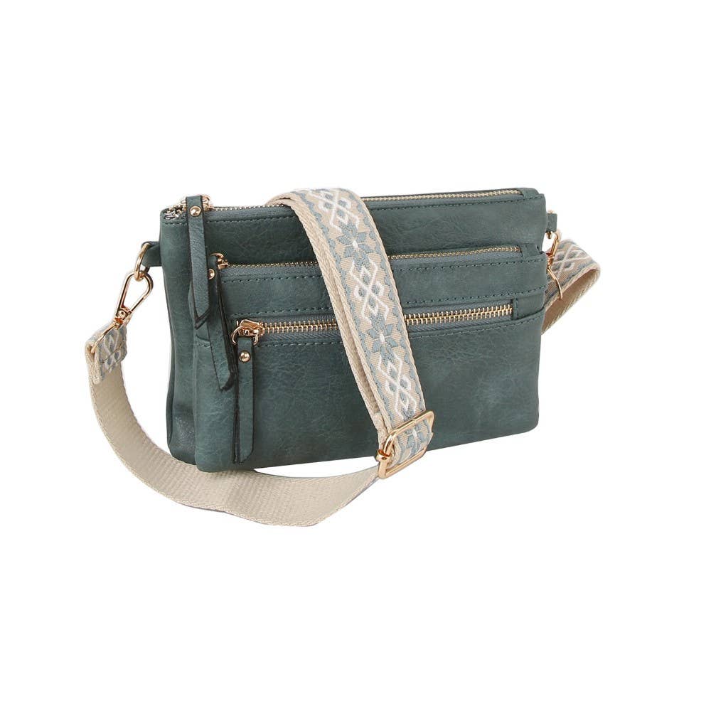 Multi Pocket Crossbody Bag With Two Straps