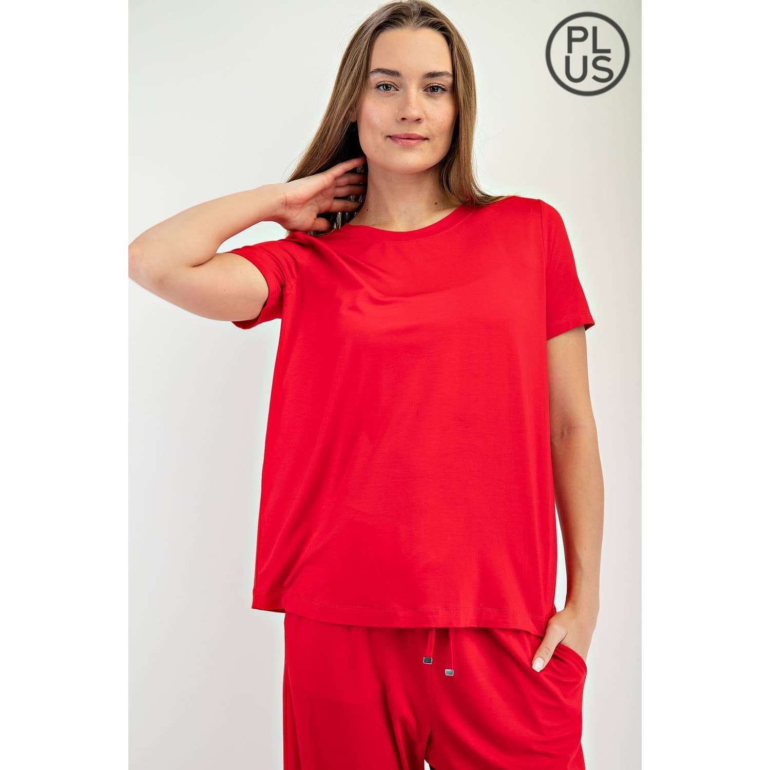 PLUS SIZE VISCOSE MODAL SHORT SLEEVE TOP