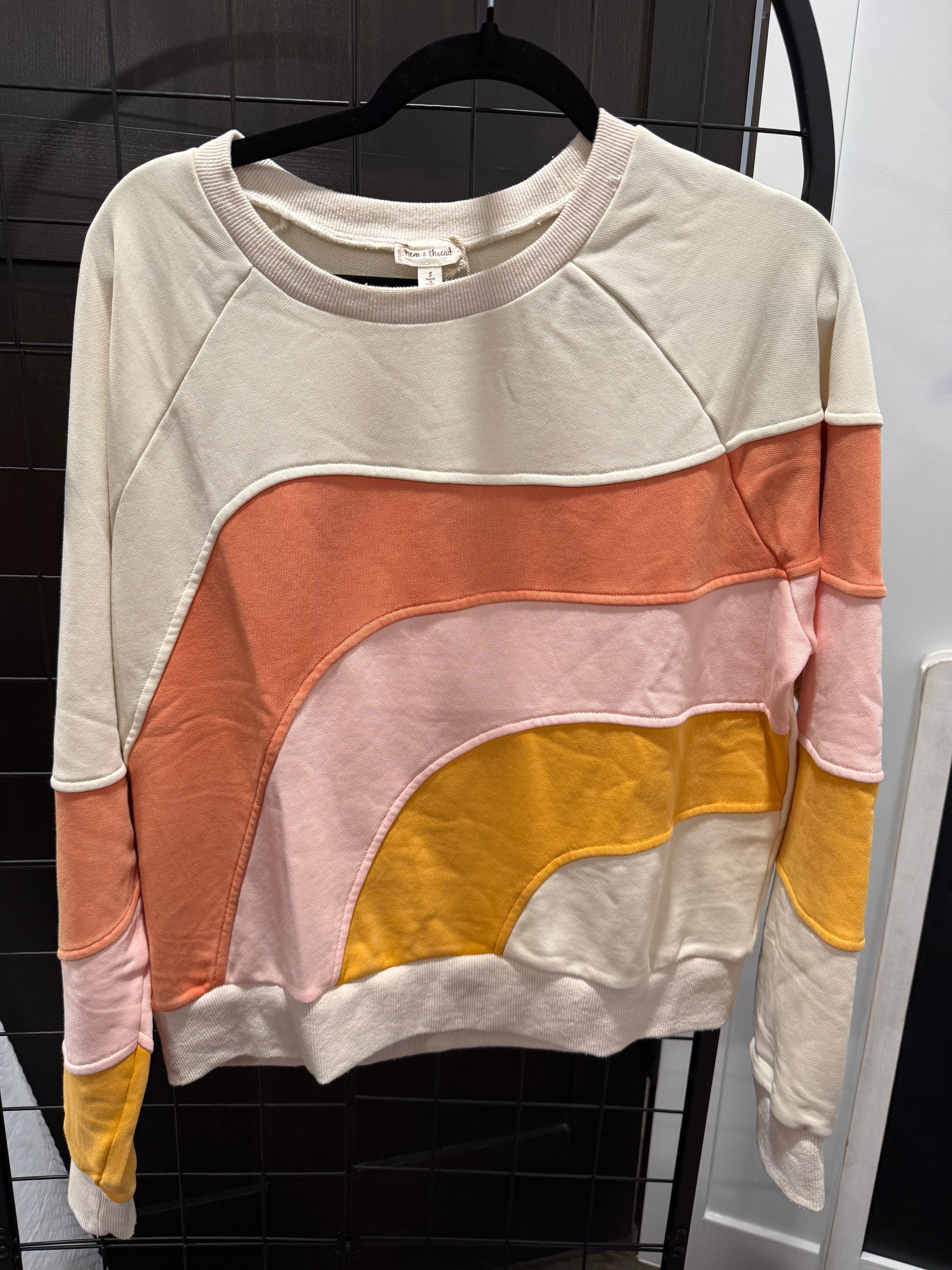 Curved Color Block Terry Top