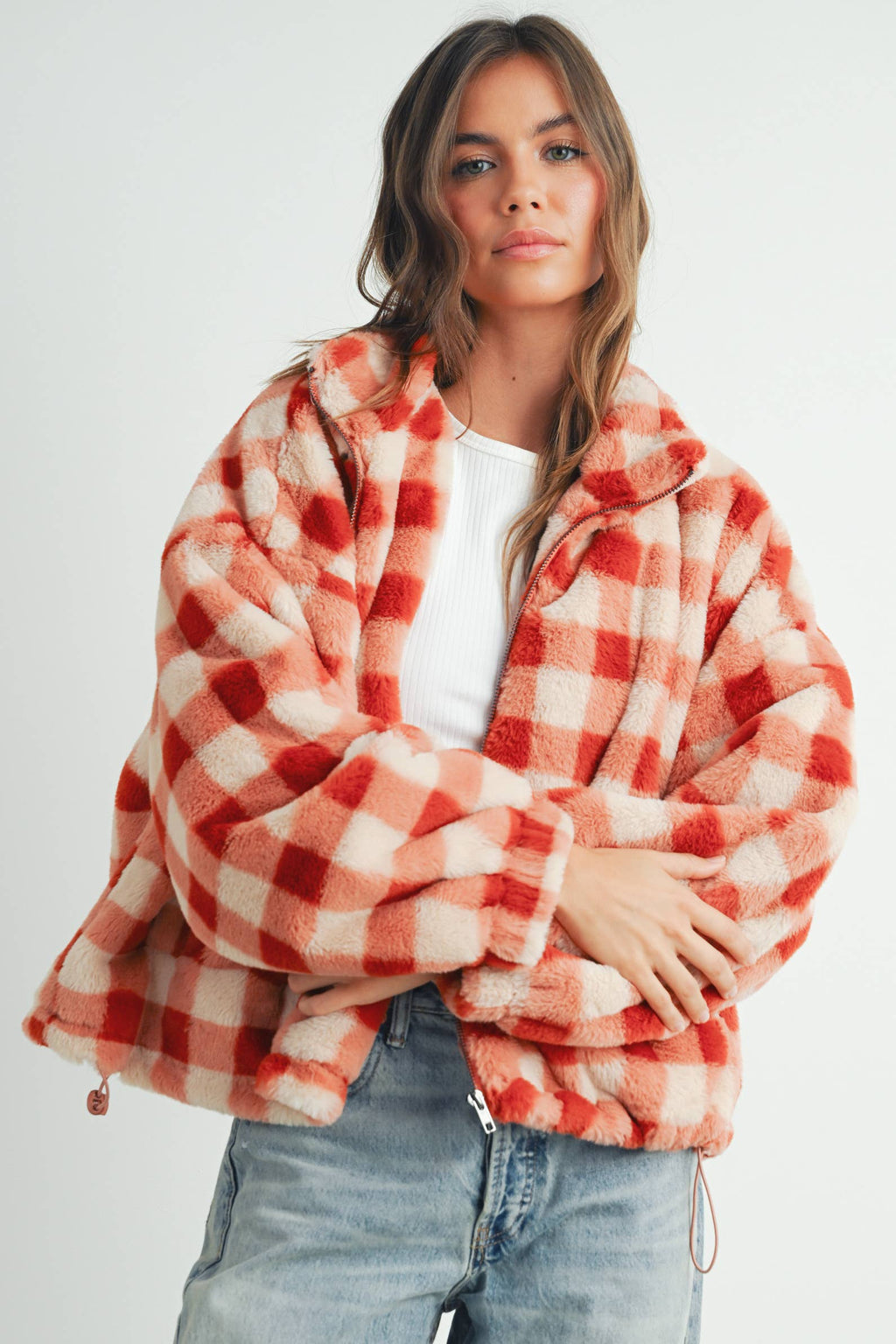 Fall Drop Shoulder Plaid Jacket