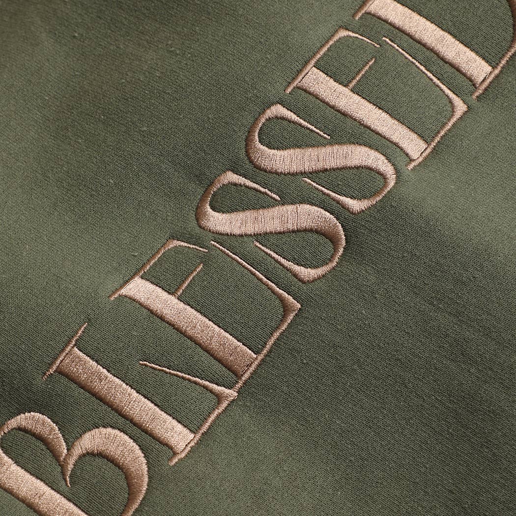 BLESSED Embroidered Fleece Heavyweight Sweatshirt