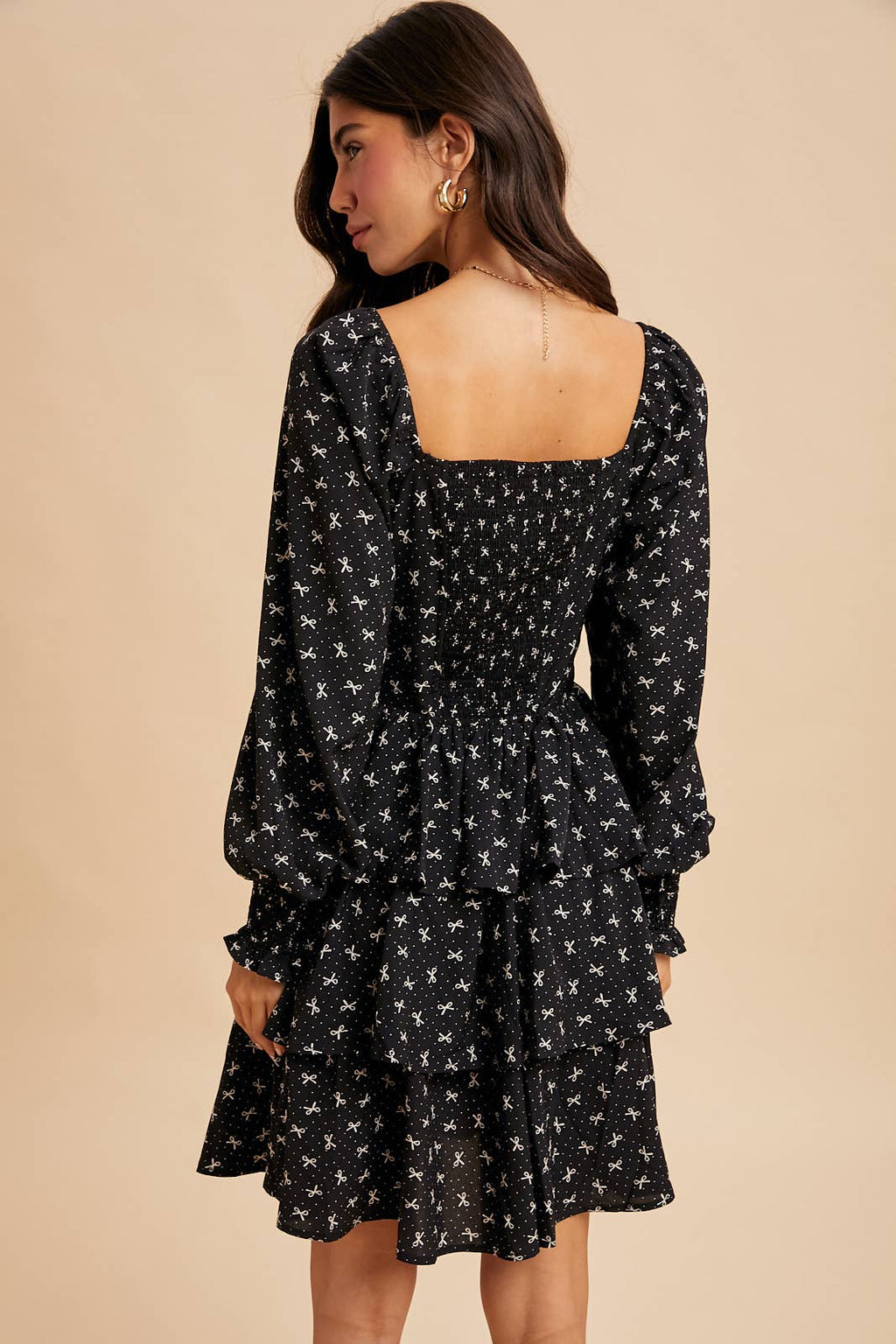 LONG SLEEVE TIERED MINI DRESS