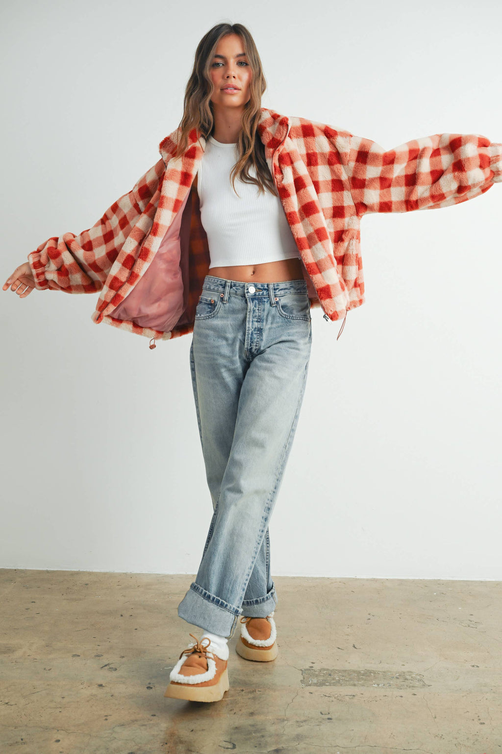 Fall Drop Shoulder Plaid Jacket