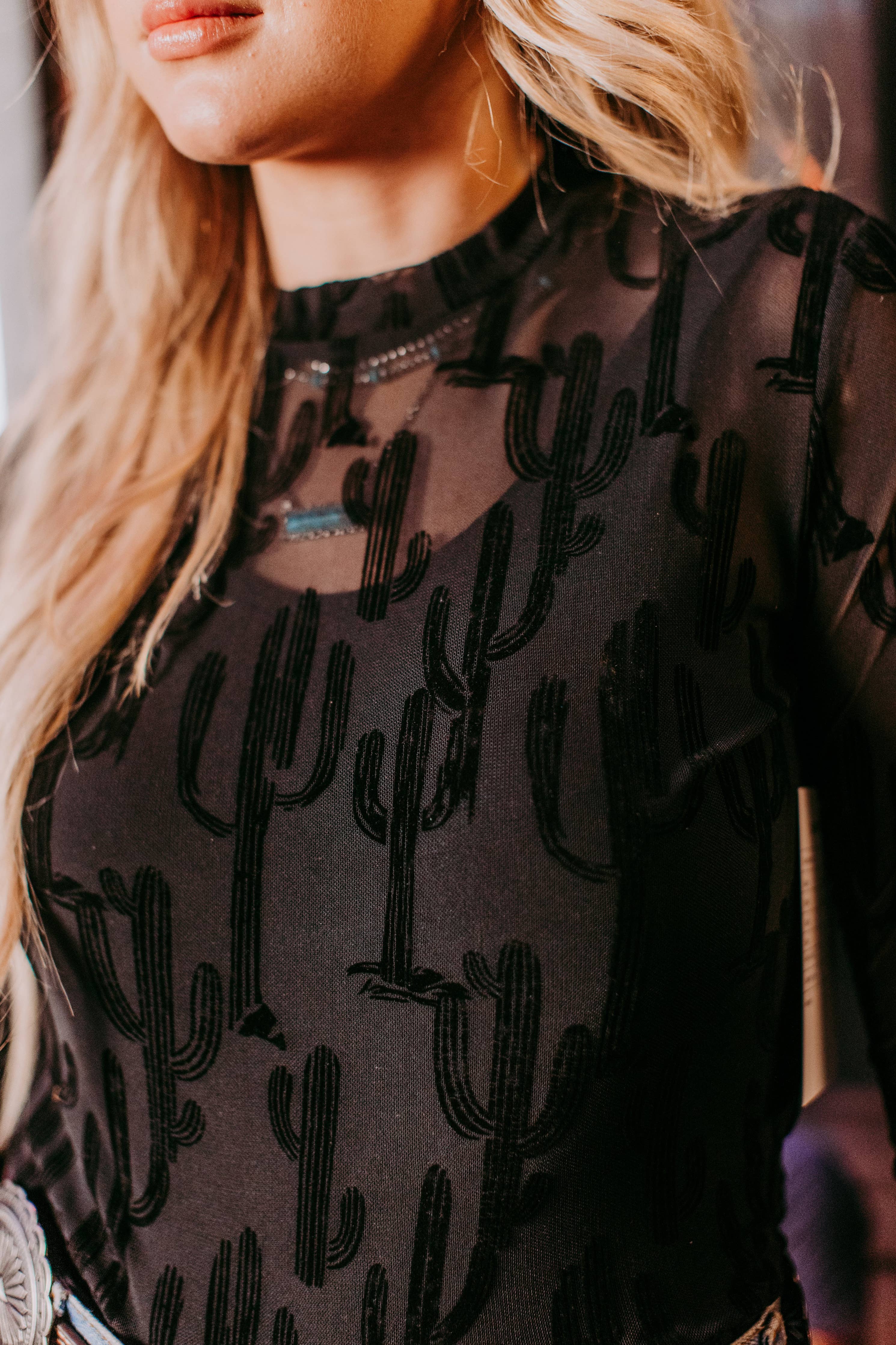 All About Cactus Mesh Top