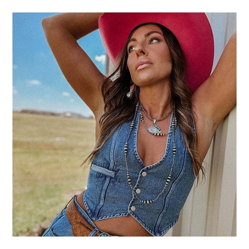 V-Neck Denim Vest
