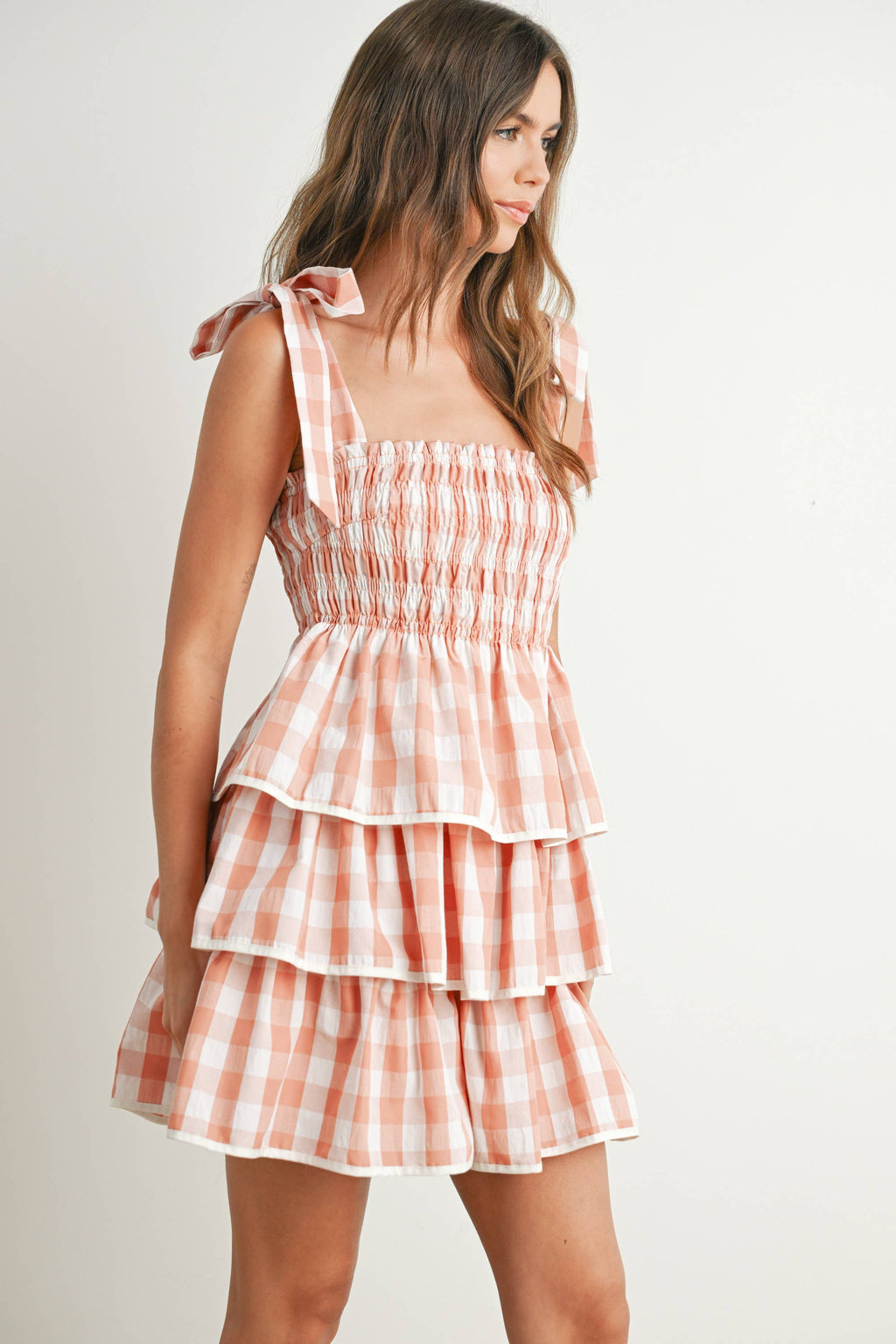Bow Tie Strap Tiered Dress