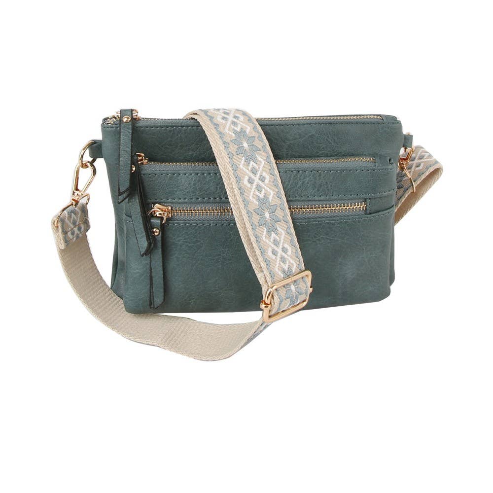 Multi Pocket Crossbody Bag With Two Straps