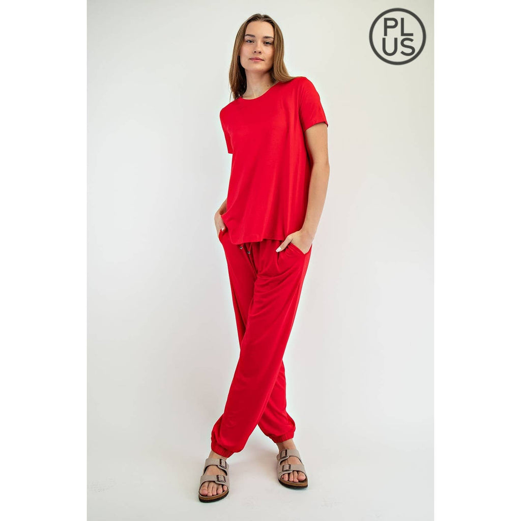 PLUS SIZE VISCOSE MODAL SHORT SLEEVE TOP