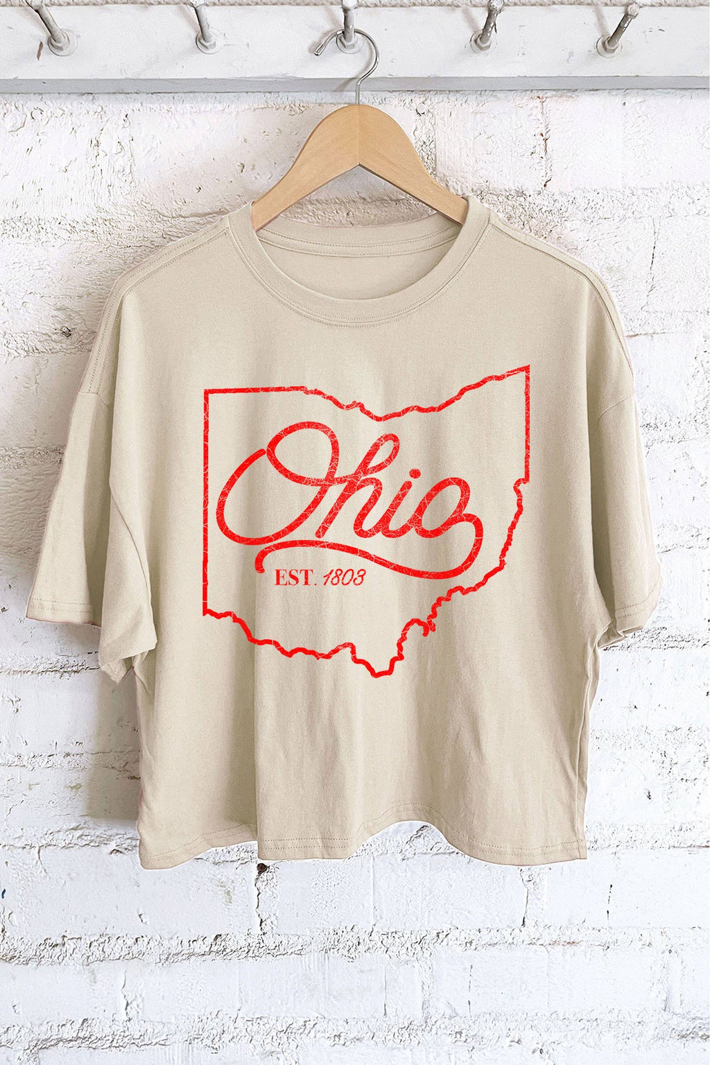 OHIO STATE PUFF GRAPHIC LONG CROP TOP