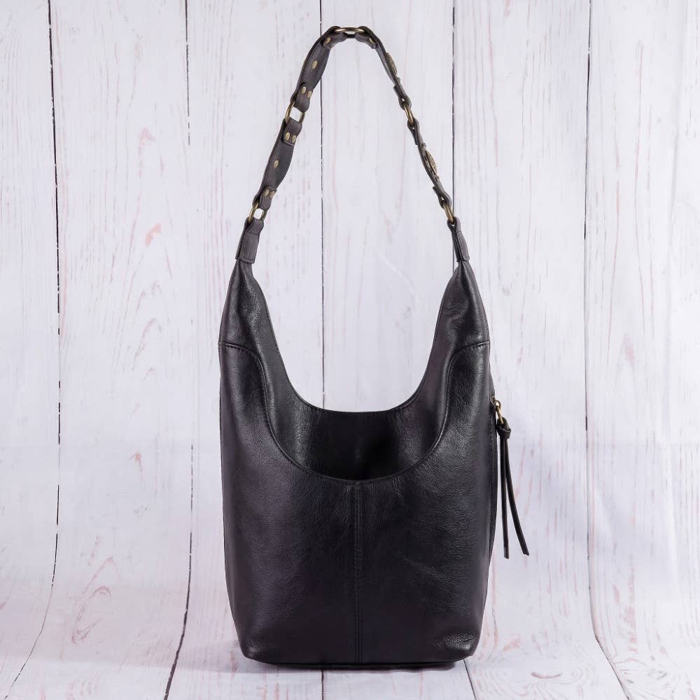 Woven Chain Link Strap Leather Hobo Bag