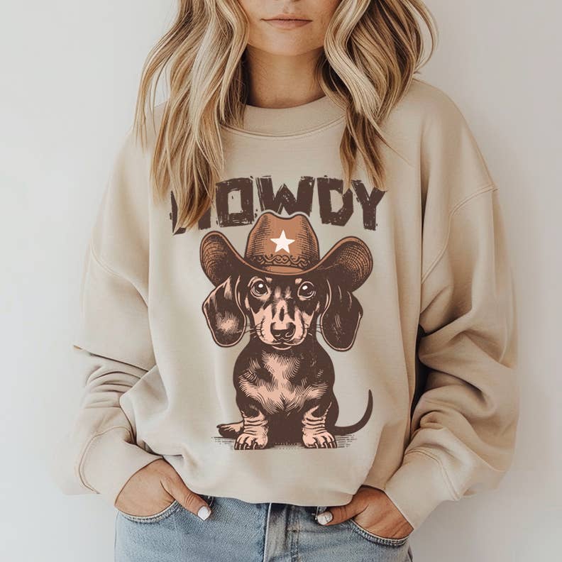 HOWDY DACHSHUND GRAPHIC SWEATSHIRT