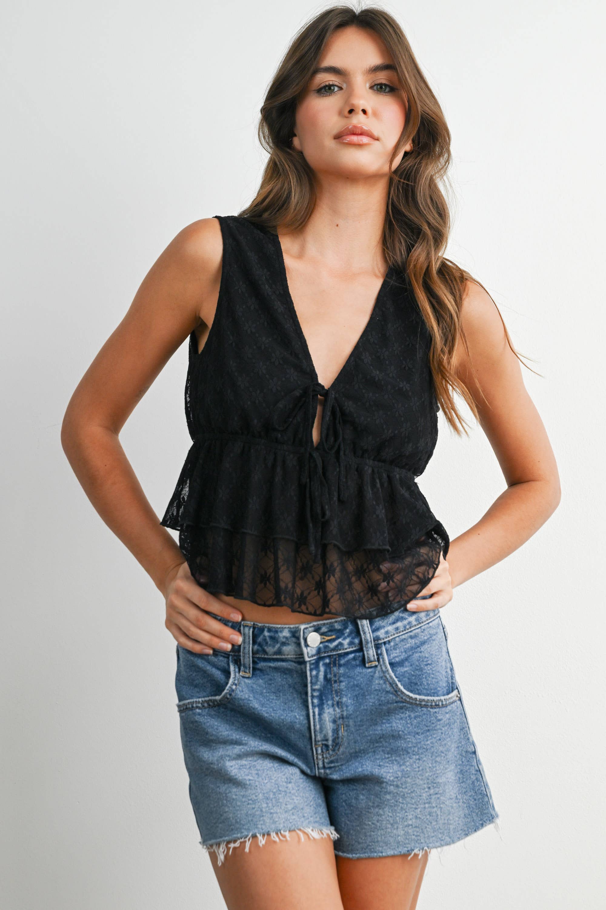 Tiered Ruffle Hem Tank Top