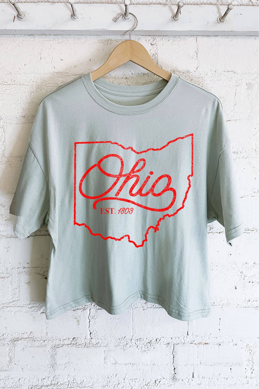 OHIO STATE PUFF GRAPHIC LONG CROP TOP